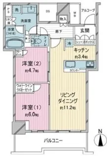 シエリアタワー大阪堀江【3306号室】の間取り