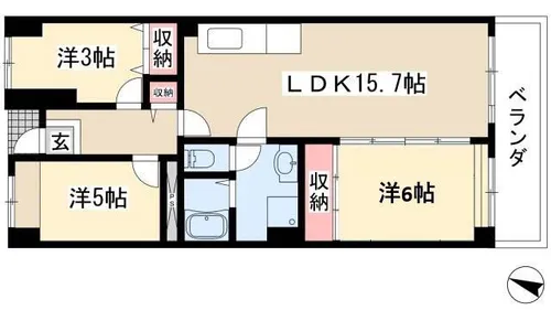 アーバンドエル杁中【9階】の間取り