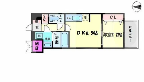 1DKの間取り画像