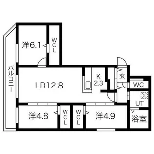 北海道札幌市西区二十四軒一条6丁目【マンション】の間取り