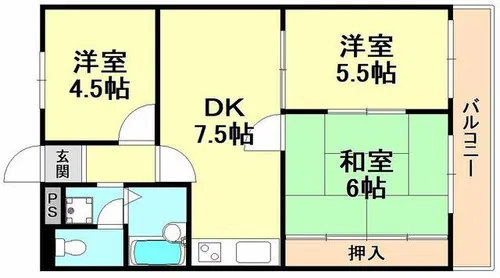 シャトー第一土山【1階】の間取り