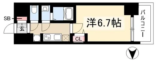 プレサンス新栄アーバンフロー【1305号室】の間取り