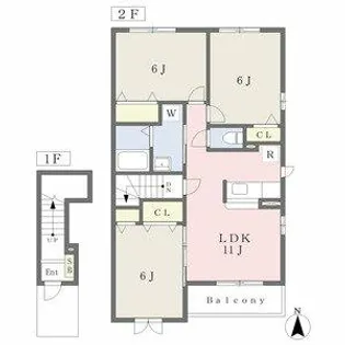 ドクターバードW【203号室】の間取り