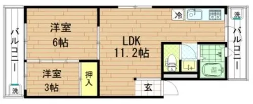 勝山サンハイツ【2階】の間取り