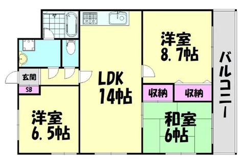 ヴィアーレ泉佐野【1階】の間取り