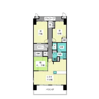 セントアース D棟【4階】の間取り