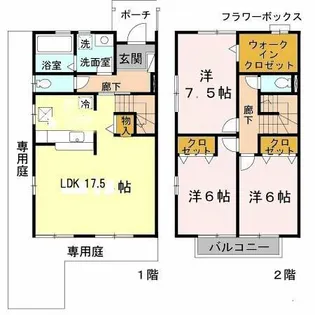 大阪府豊中市宮山町4丁目【テラスハウス】の間取り