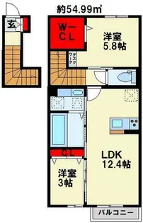 D-ROOM上葛原【202号室】の間取り