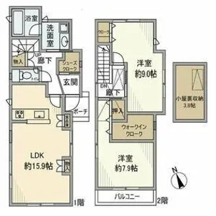 大阪府吹田市千里山月が丘【一戸建】の間取り