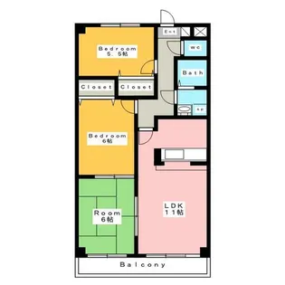 フェリス二本木【5階】の間取り