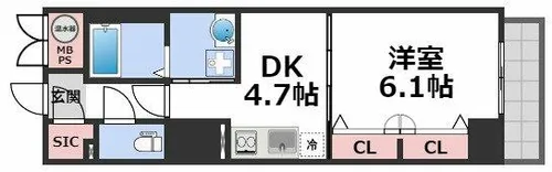 エステムコート心斎橋EASTⅢエクシード【7階】の間取り