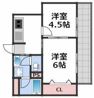 フタバハイツ上本町【9階】の間取り