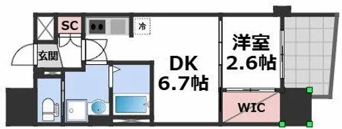 セレニテ谷九プリエ【10階】の間取り