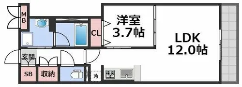URBAN TERRACE ABENO【1階】の間取り
