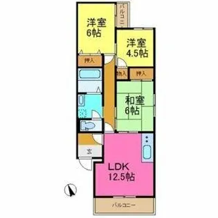 プリオール牧野【3階】の間取り