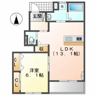 グランピュア東海【1階】の間取り