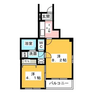グランペ西ノ山【1階】の間取り