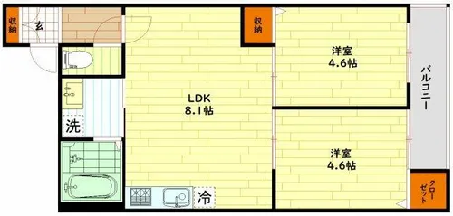 ピレーネ福島【2階】の間取り