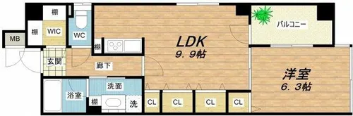 ノステルコート夕陽丘【10階】の間取り