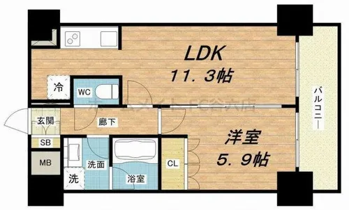 URBAN FLATS中之島【4階】の間取り
