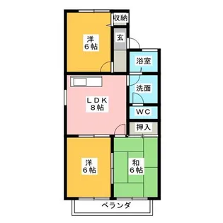 サニーコートB棟【1階】の間取り