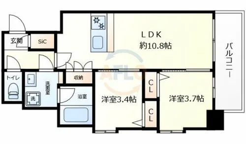 スプランディッド弁天町DUE【9階】の間取り