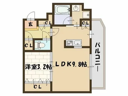 パークフラッツ野田阪神駅前【13階】の間取り