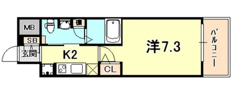 エステムプラザ神戸水木通グランクロス【2階】の間取り