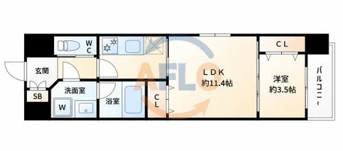 フレンシアノイエ江坂【2階】の間取り