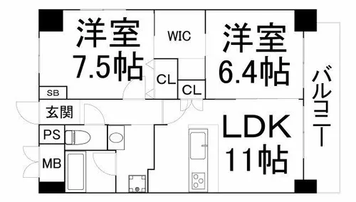 Clair北畠【2階】の間取り