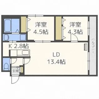 アウリィ平岸【4階】の間取り