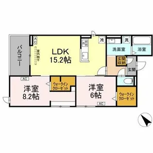 ルサンティエ荒子B【3階】の間取り