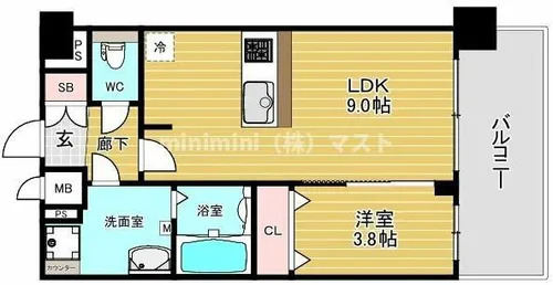 プレサンス天王寺ヴィヴァン【8階】の間取り