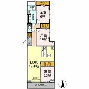 リアンフォール【1階】の間取り