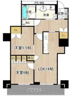 阿波座ライズタワーズフラッグ46【24階】の間取り