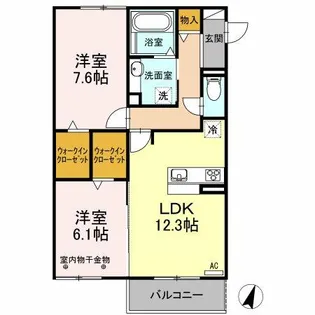 クレール B棟【203号室】の間取り