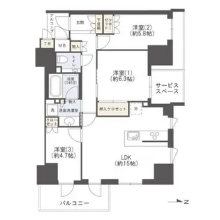 ジオタワー新町【12階】の間取り