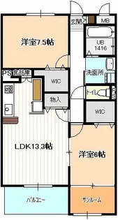 クレール池之表【00102号室】の間取り