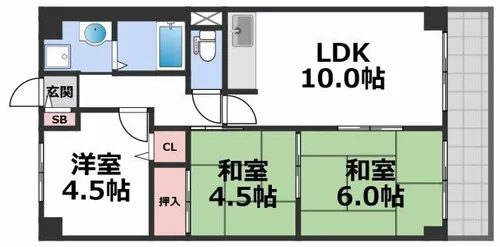 サンリッツ巽【1階】の間取り