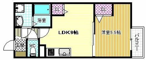 Kコート軽里【3階】の間取り