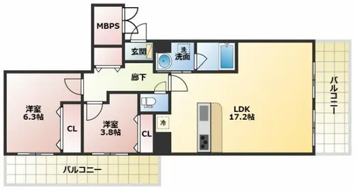 スプランディッド茨木天王【1階】の間取り