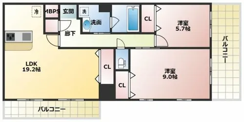 スプランディッド茨木天王【2階】の間取り