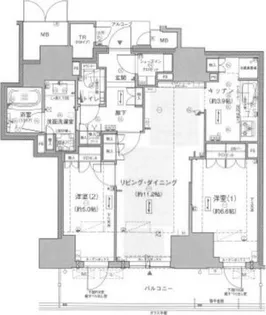 ジオタワー新町【2502号室】の間取り