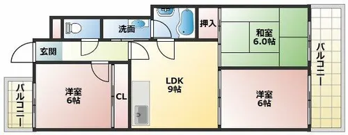 シャトー・レイクルイーズ【9階】の間取り