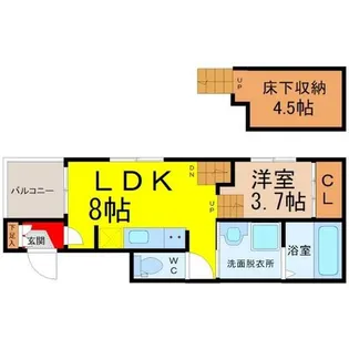 ハーモニーテラス八熊II【1階】の間取り