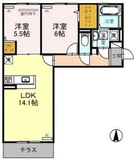 メルベイユさやか【1階】の間取り