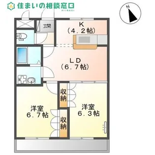 愛知県岡崎市土井町字西番城【マンション】の間取り