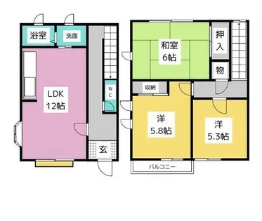 愛知県名古屋市天白区御幸山【テラスハウス】の間取り
