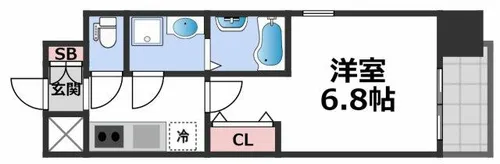 レジュールアッシュ玉造【2階】の間取り