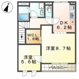 プラージュ鳴尾【2階】の間取り